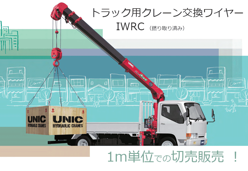 ユニック用ワイヤー IWRC 6xWS(26)のカット販売通販｜特別価格で販売
