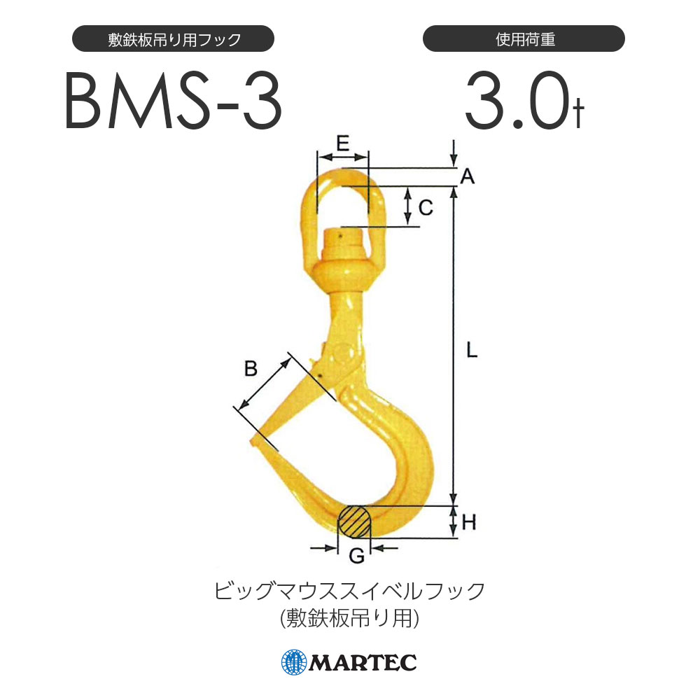 マーテック BMS ビッグマウススイベルフック(敷鉄板吊り用)BMS-3 使用